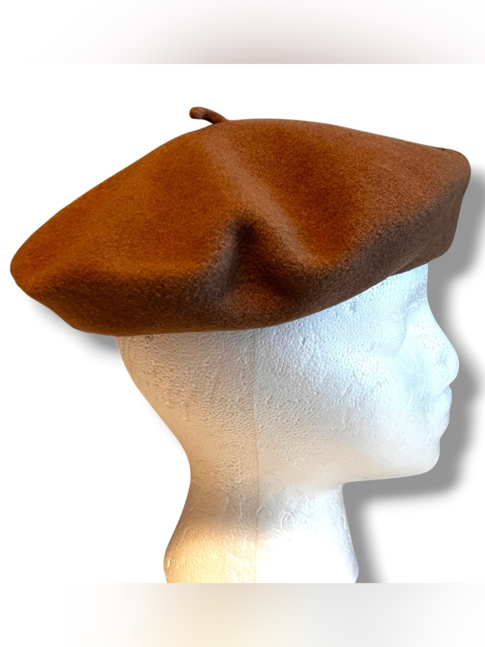VTG Kangol Beret Hat Large 100% Pure Virgin Wool Brown Made In Great Britain C-3